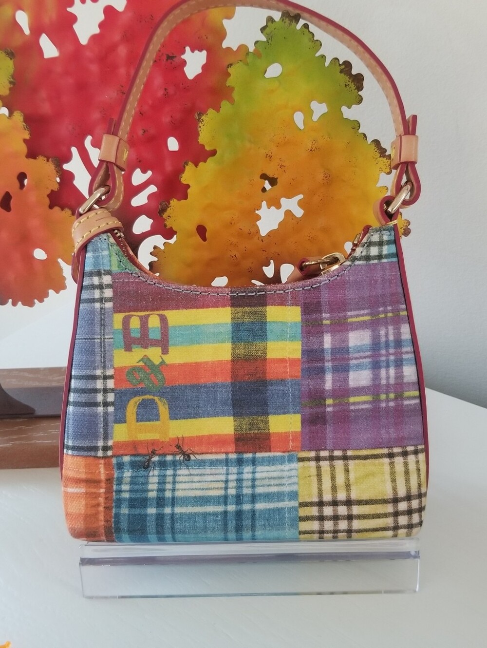 Dooney & Bourke Plaid Picnic With Ants Canvas Bitsy Bag